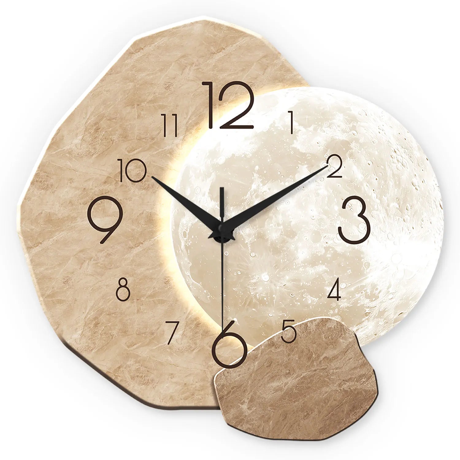 Modern Silent Quartz Wall Clock – Moon Design