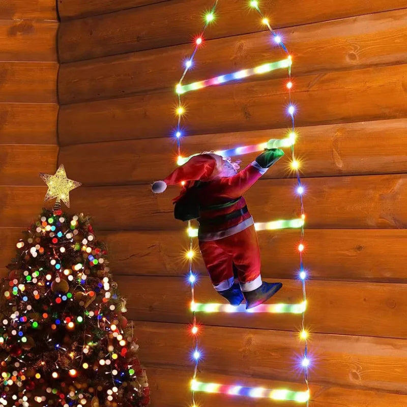 LED Christmas Fairy Ladder Lamp – Climbing Santa Claus Holiday Light