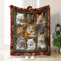 Bohemian Cat-Themed Flannel Blanket – Multi-Colour Throw