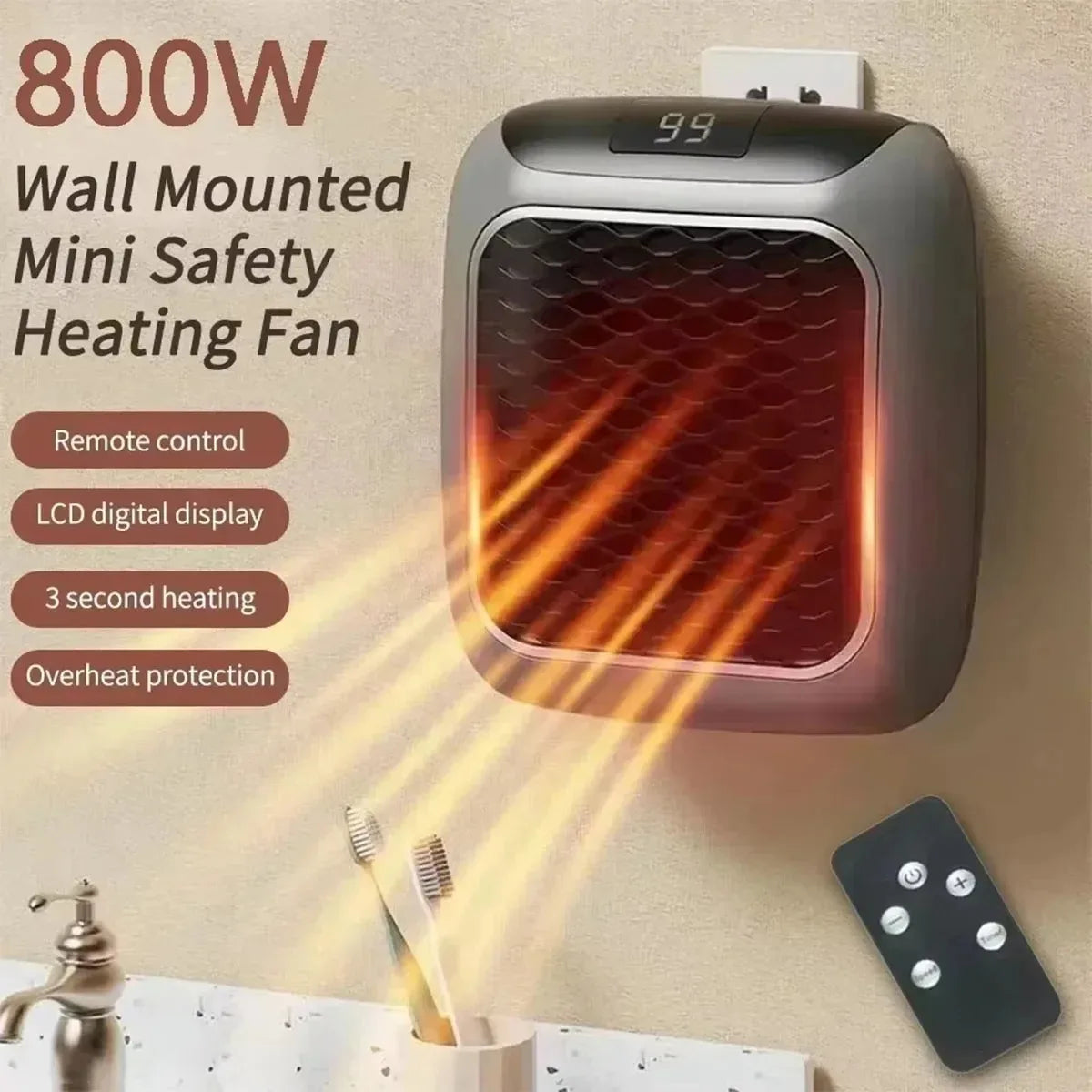800W EMBERWALL™ Wall-Mounted Mini Heater