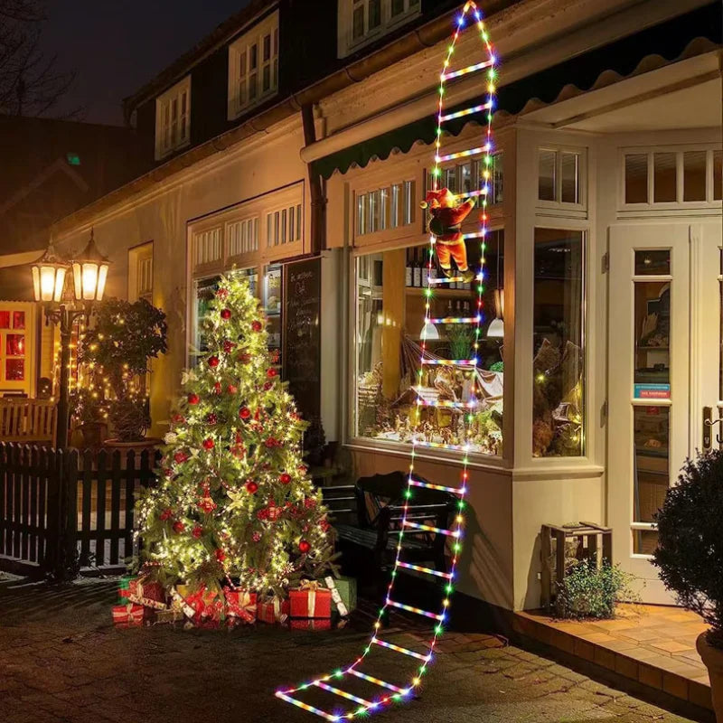 LED Christmas Fairy Ladder Lamp – Climbing Santa Claus Holiday Light