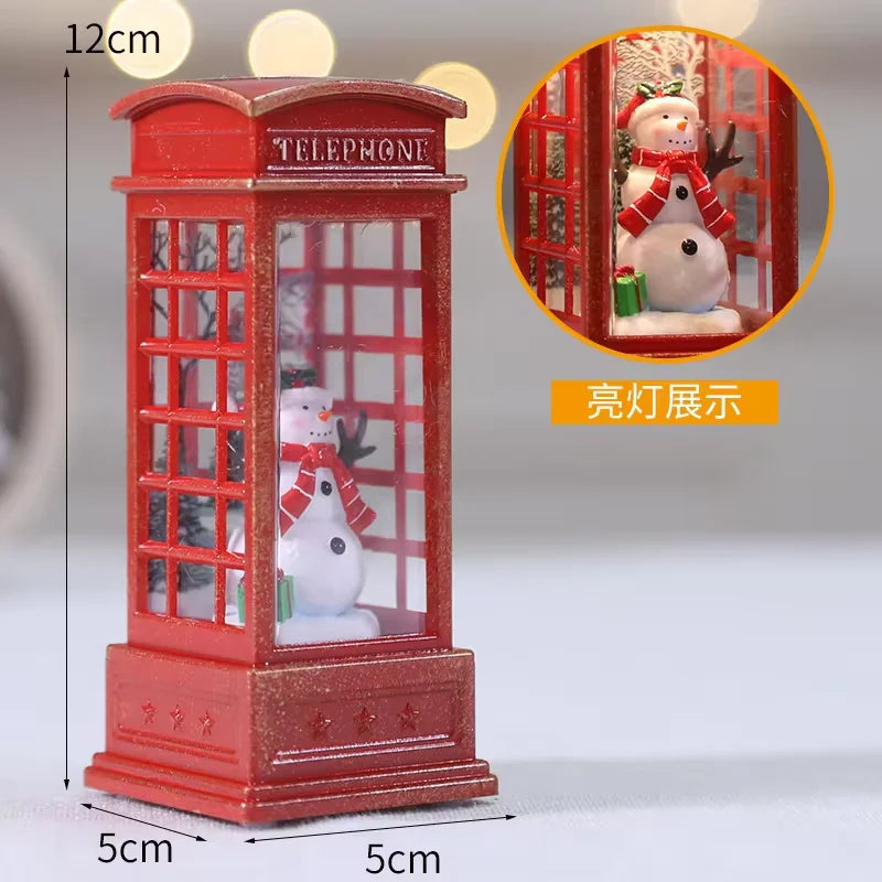 Christmas Telephone Booth LED Night Light – Festive Desktop Decoration