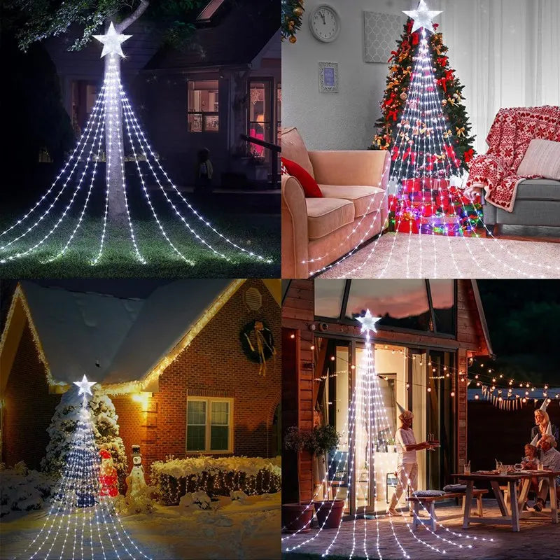 LED Star Waterfall Lights Christmas Decoration