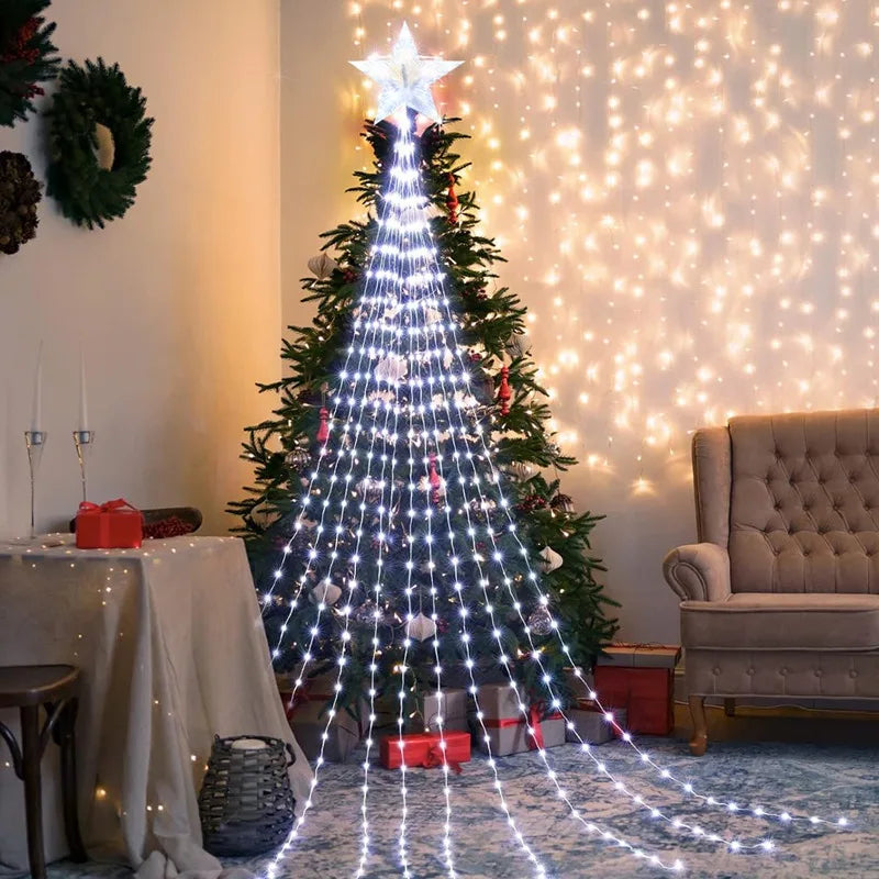 LED Star Waterfall Lights Christmas Decoration