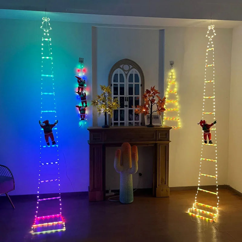 LED Christmas Fairy Ladder Lamp – Climbing Santa Claus Holiday Light