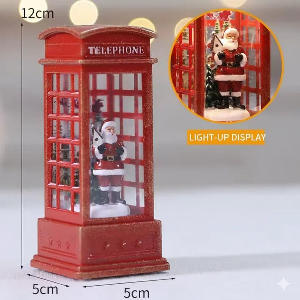 Christmas Telephone Booth LED Night Light – Festive Desktop Decoration